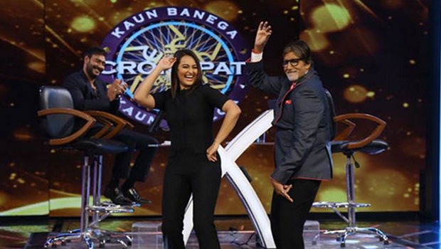 Ajay Devgn, Sonakshi Sinha, Prabhu Dheva Promote ‘Action Jackson’ On ‘Kaun Banega Crorepati Season 8’