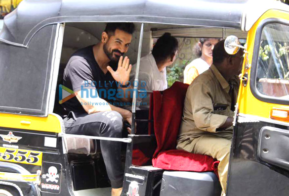 John Abraham snapped taking a rickshaw ride after a salon session at Mad O Wot John Abraham snapped taking a rickshaw ride after a salon session at Mad O Wot