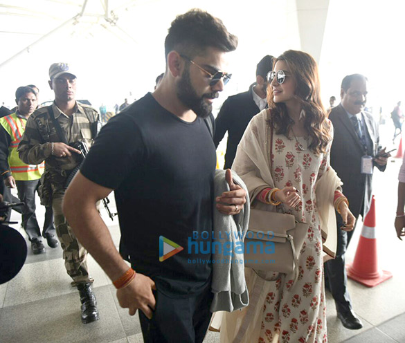Anushka Sharma and Virat Kohli spotted at Delhi airport Anushka Sharma and Virat Kohli spotted at Delhi airport