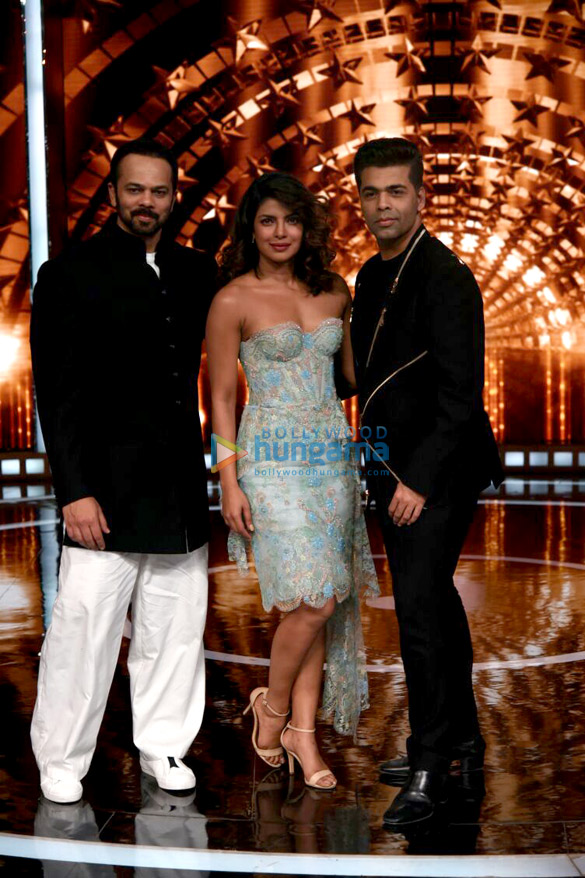 Priyanka Chopra, Karan Johar and Rohit Shetty on the sets of India’s Next Superstars Priyanka Chopra, Karan Johar and Rohit Shetty on the sets of India's Next Superstars