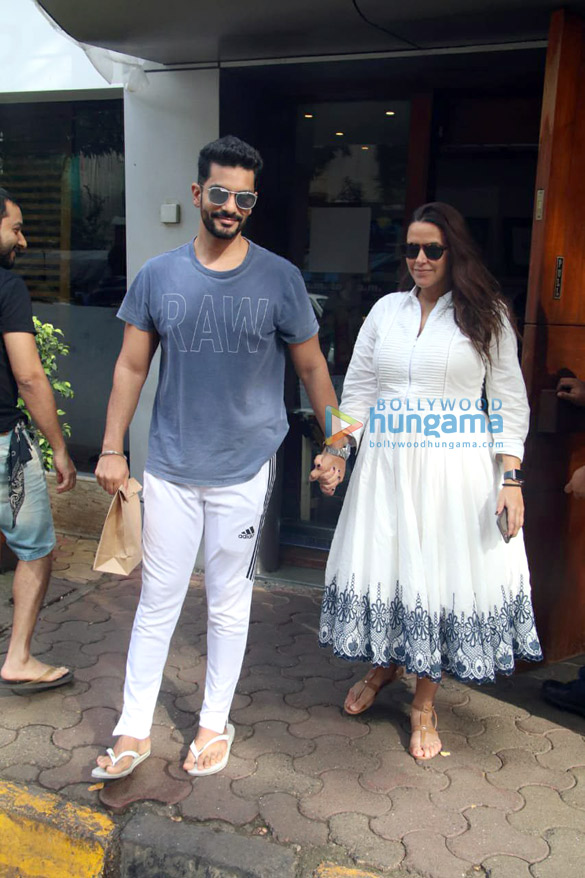 Neha Dhupia and Angad Bedi spotted at Bandra