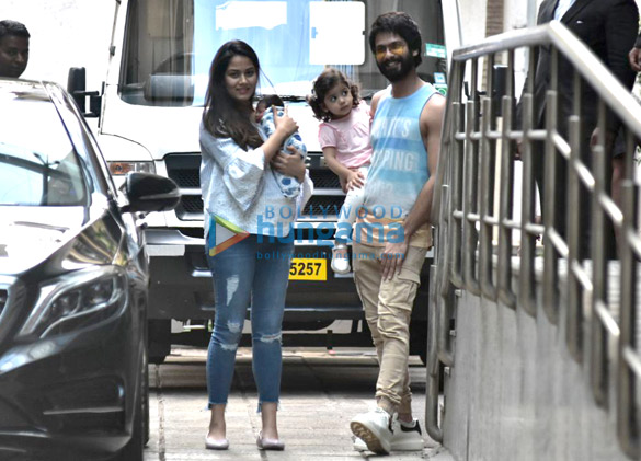 Shahid Kapoor, Mira Rajput and Misha snapped leaving the hospital