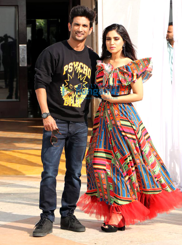Sushant Singh Rajput and Bhumi Pednekar snapped during interviews for their film Sonchiriya at Sun n Sand in Juhu