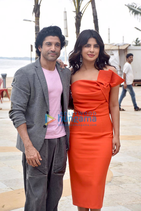 Photos: Priyanka Chopra Jonas and Farhan Akhtar snapped during The Sky Is Pink promotions at Sun and Sand, Juhu Photos: Priyanka Chopra Jonas and Farhan Akhtar snapped during The Sky Is Pink promotions at Sun and Sand, Juhu