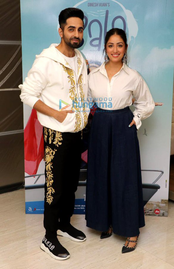 Photos: Ayushmann Khurrana and Yami Gautam snapped during the interviews for their film ‘Bala’