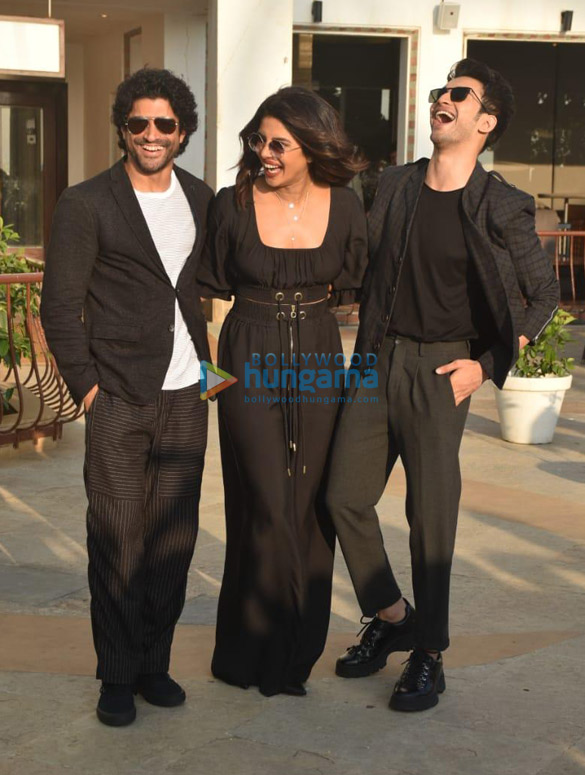 Photos: Priyanka Chopra Jonas, Rohit Saraf and Farhan Akhtar snapped promoting their film The Sky Is Pink