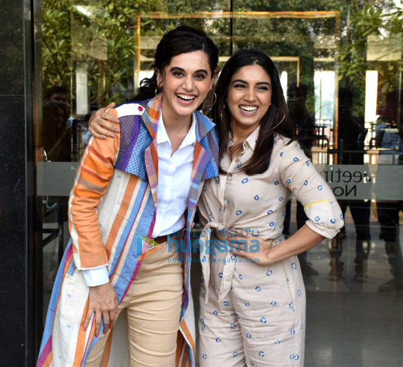 Photos: Taapsee Pannu and Bhumi Pednekar snapped promoting their film Saand Ki Aankh