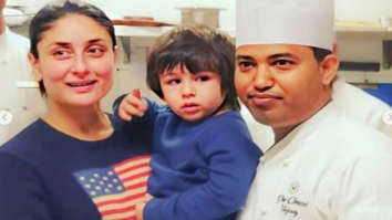 Kareena Kapoor and Taimur Ali Khan pose in matching apron and chef’s hat as they attend a cooking class