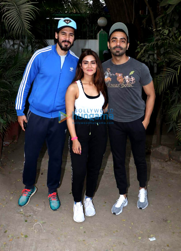 Photos: Aparshakti Khurrana, Dino Morea and Pranutan Bahl snapped during dance rehearsals for their film Helmet