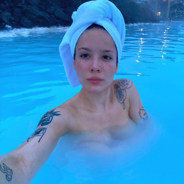 Halsey goes make-up free in this steamy photo, enjoys stress-reducing geothermal spa 