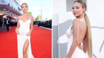 Elite actress Ester Expósito stuns in satin backless and thigh-high slit Jacquard gown at Venice Film Festival 2020