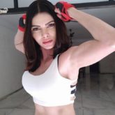 Sherlyn Chopra does the perfect handstand during her Yoga session