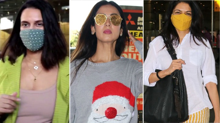 Spotted – Neha Dupia, Sonal Chauhan and Bhagyashree at Airport