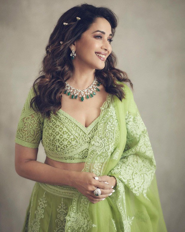 Madhuri Dixit’s embellished green lehenga is perfect for mehendi ...