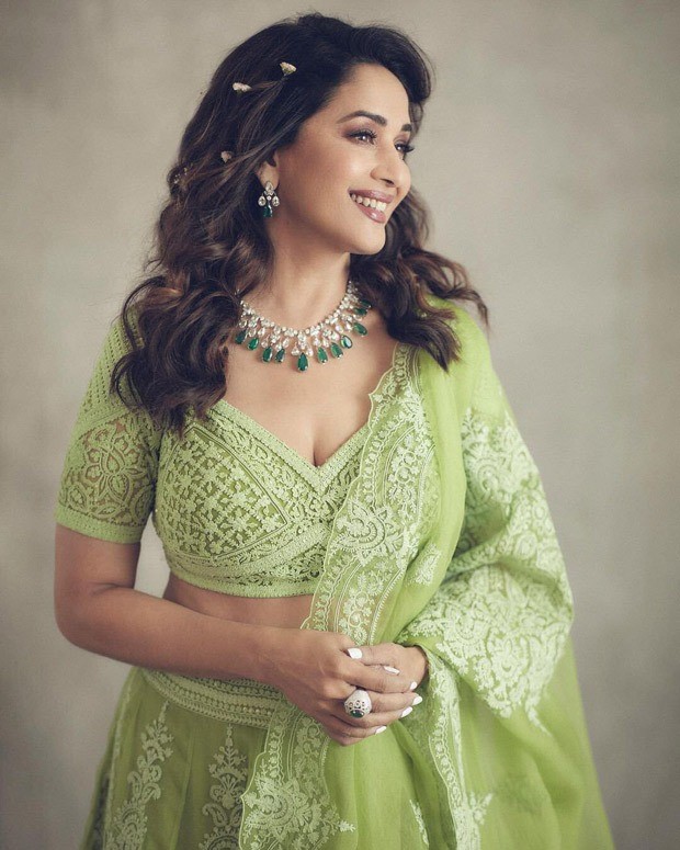 Madhuri Dixit’s embellished green lehenga is perfect for mehendi