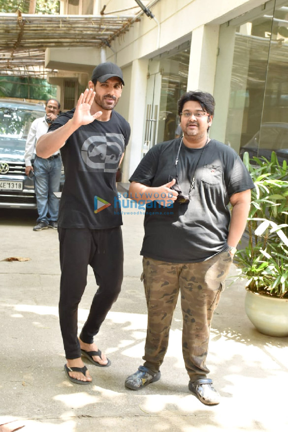 Photos: John Abraham and Milap Zaveri snapped at a dubbing studio in Juhu