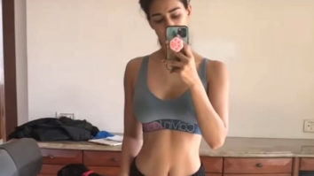 Disha Patani flaunts her washboard abs as she works out from home