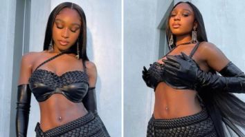 Normani shows her ‘Wild Side’ in sultry braided leather bralette and mini skirt with waist-high slit