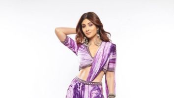Shilpa Shetty looks stuns in a stunning purple tie & dye pre-stitch saree