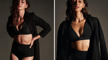 Ananya Panday oozes hotness in a black bralette, high-waisted bikini bottoms and trench coat, see photos