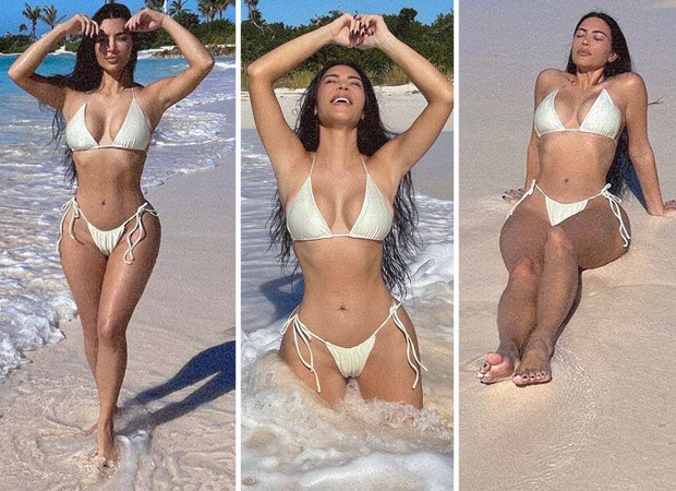 Kim Kardashian flaunts her curves in sultry white bikini; fans are convinced the latest Bahamas photos are taken by Pete Davidson : Bollywood News
