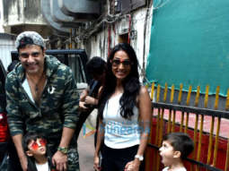 Photos: Krushna Abhishek and Kashmera Shah spotted with their kids at a clinic in Bandra