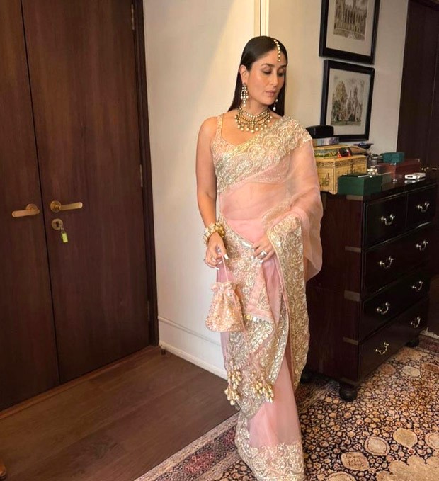 Ranbir Kapoor-Alia Bhatt Wedding: Kareena Kapoor Khan enchants in blush pink organza saree by Manish Malhotra for the marriage ceremony 