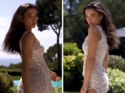 Amy Jackson looks drop dead gorgeous in white beaded thigh high slit dress worth Rs.41,000 in her latest reel