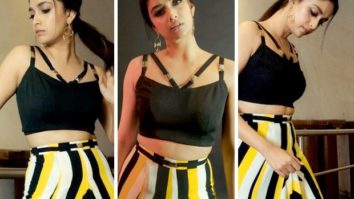 Keerthy Suresh raises the hotness bar in a black crop top and striped yellow and black skirt for Sarkaru Vaari Paata promotions