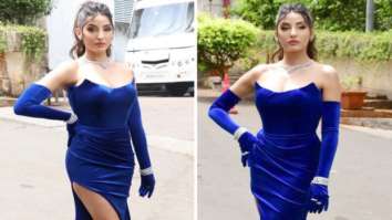 Nora Fatehi goes old school route in strapless velvet blue body-con gown