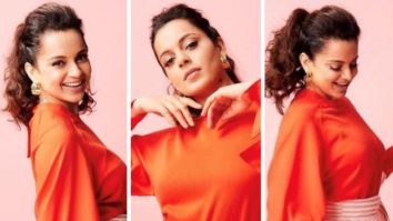 Kangana Ranaut nails trendy look of the season by donning tangerine top and pink striped A-line skirt for Dhaakad promotions