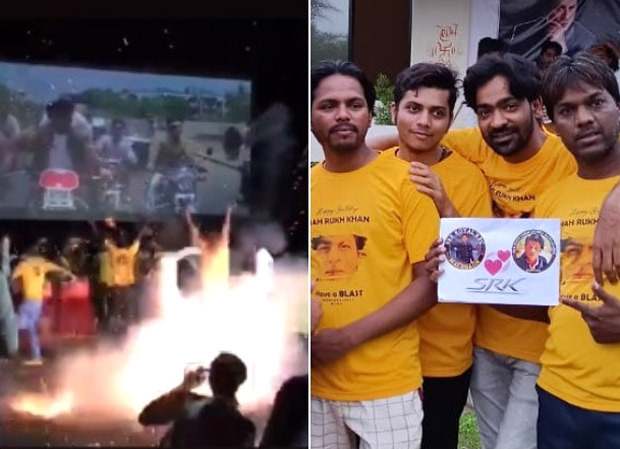 EXCLUSIVE: EXCITED fans burst firecrackers at the special screening of Deewana at a drive-in cinema in Malegaon, held to celebrate 30 years of Shah Rukh Khan in Bollywood