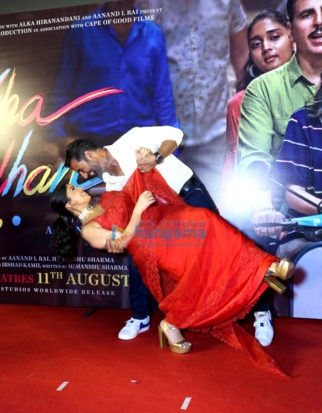 Photos: Akshay Kumar, Bhumi Pednekar and Raksha Bandhan team snapped at trailer launch at Delite Cinema in Delhi
