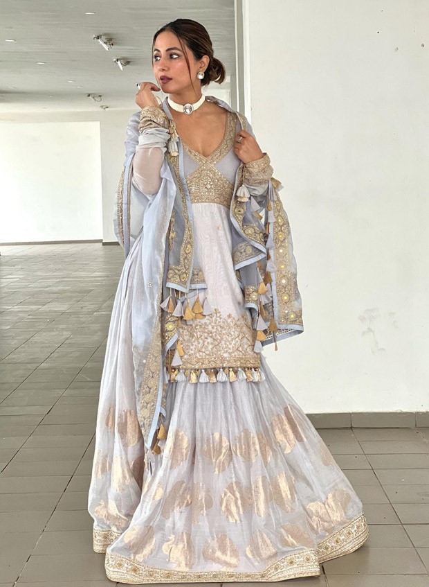 Hina Khan looks surreal as she wishes fans Eid Mubarak in pale blue hand embroidered lehenga worth Rs. 87,000