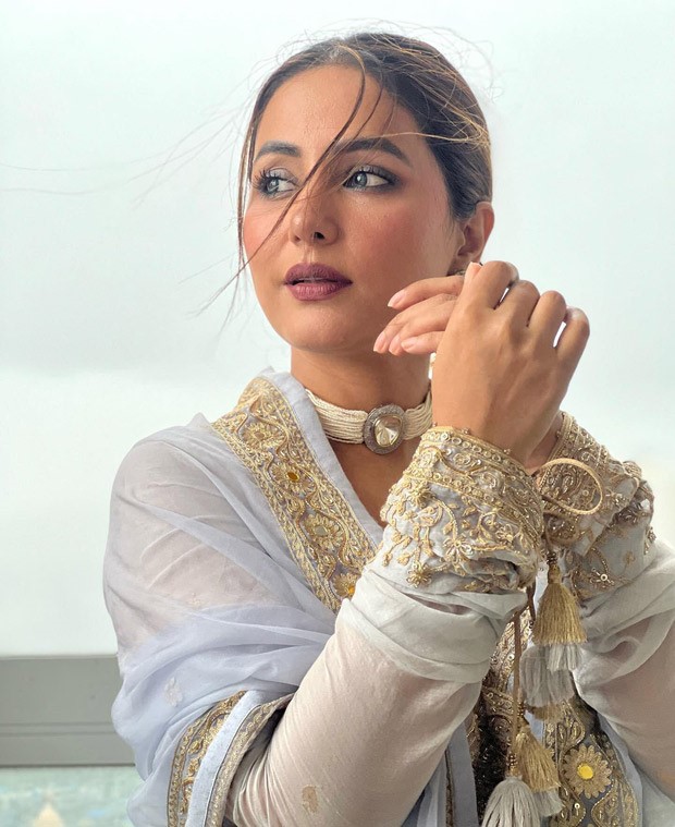 Hina Khan looks surreal as she wishes fans Eid Mubarak in pale blue hand embroidered lehenga worth Rs. 87,000