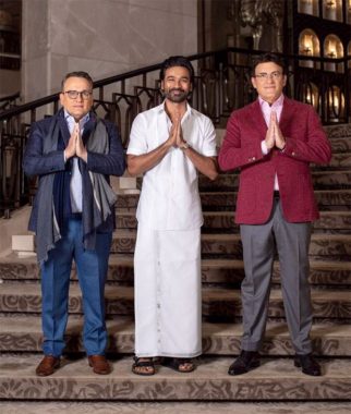 Veshti-clad Dhanush welcomes The Gray Man directors Joe and Anthony Russo to India, see photo