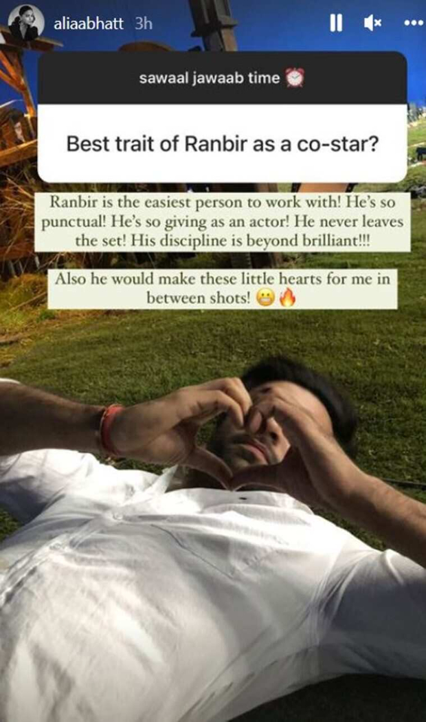 Alia Bhatt shares an adorable photo of Ranbir Kapoor from the sets of Brahmastra, says he is 'punctual' and 'giving as an actor': 'His discipline is beyond brilliant'