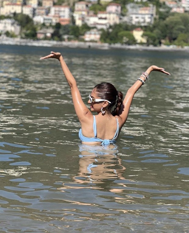 Anushka Sen sets temperature soaring in blue bikini as she takes a dip in Lake Como in Italy 