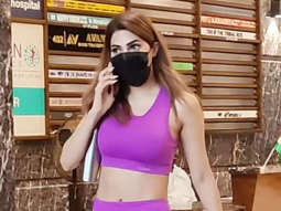 Nikki Tamboli spotted in purple gym wear