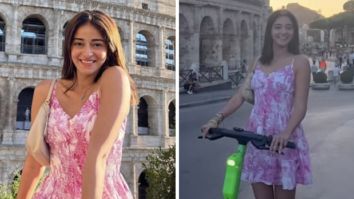 Ananya Panday rides an e-scooter through Rome wearing a pink floral dress
