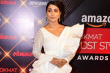 Hina Khan arrives for Lokmat Awards in white ruffled saree