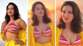 Sunny Leone looks too hot to handle in multi-colour bikini top and yellow shorts in Maldives