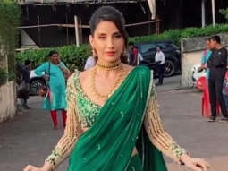 Nora Fatehi looks gorgeous in traditional green saree